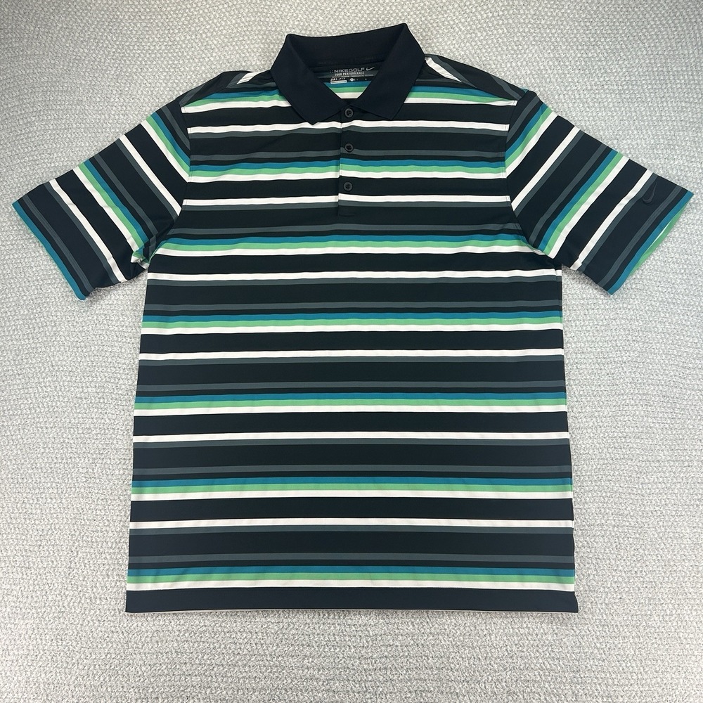 Nike‎ Polo Shirt Mens Large Mobility Stripe Tour Performance Golf Preppy
